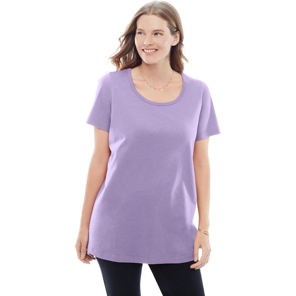 imageWoman Within Plus Size Perfect ShortSleeve Scoopneck TeeSoft Iris