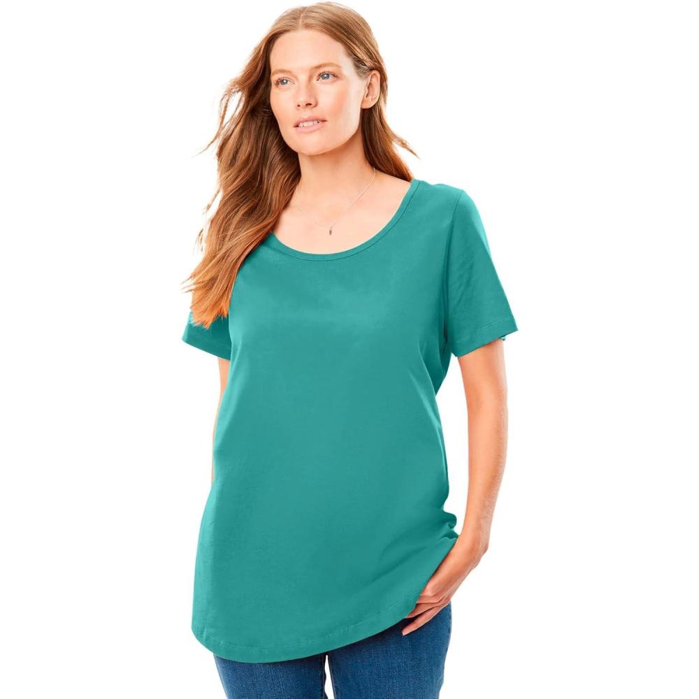 imageWoman Within Plus Size Perfect ShortSleeve Scoopneck TeeWaterfall