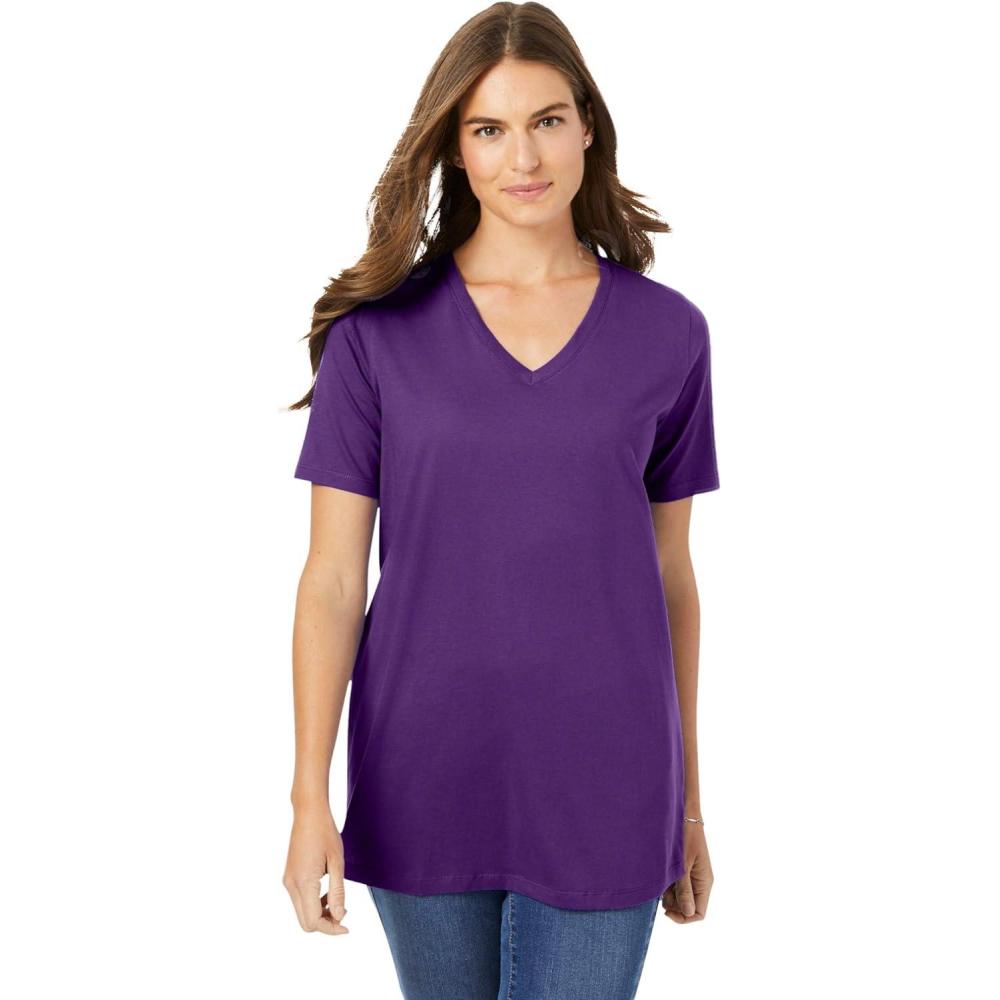 imageWoman Within Plus Size Perfect ShortSleeve VNeck Tee Petite AvailableRadiant Purple