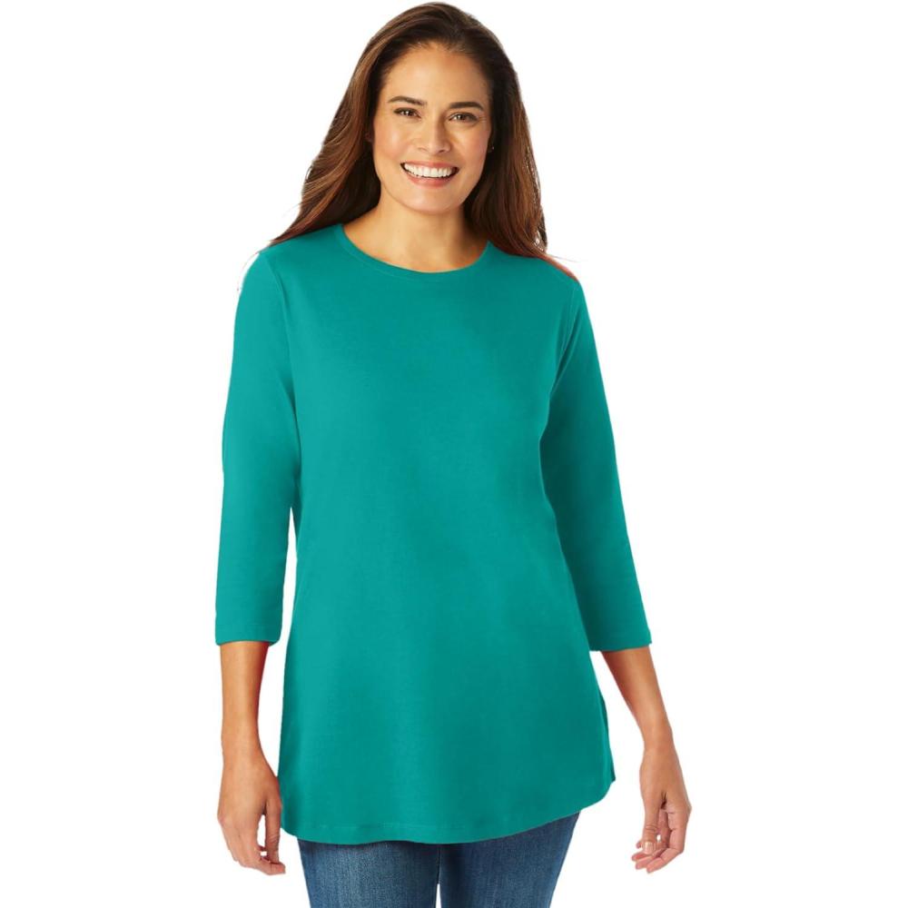 imageWoman Within Plus Size Perfect ThreeQuarter Sleeve Crewneck TeeWaterfall