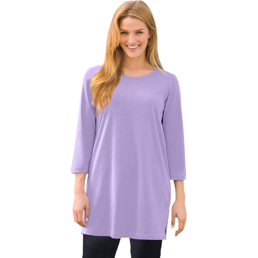 imageWoman Within Plus Size Perfect ThreeQuarterSleeve Scoopneck TunicSoft Iris