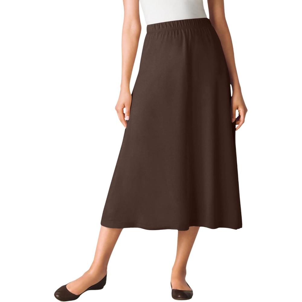 imageWoman Within Plus Size Petite 7Day Knit ALine SkirtChocolate