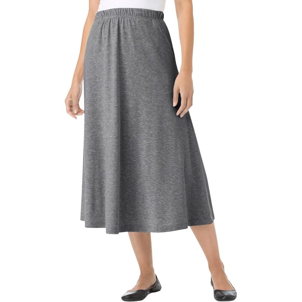 imageWoman Within Plus Size Petite 7Day Knit ALine SkirtMedium Heather Grey