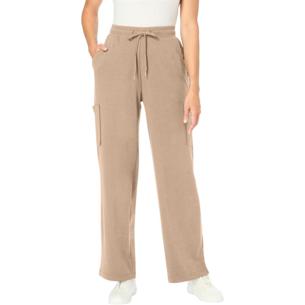 imageWoman Within Plus Size Petite Knit PullOn Drawstring Cargo Pants 2224 New Khaki