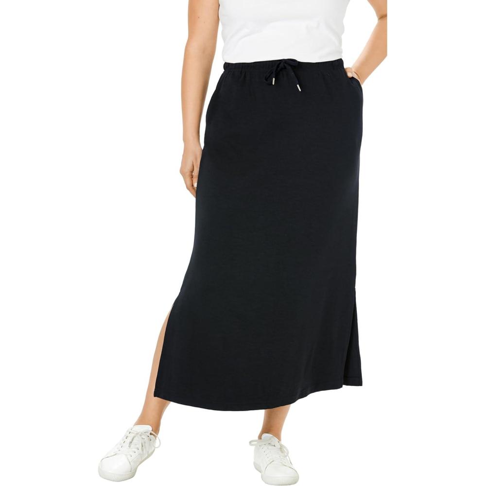 imageWoman Within Plus Size Petite Sport Knit SideSlit SkirtBlack