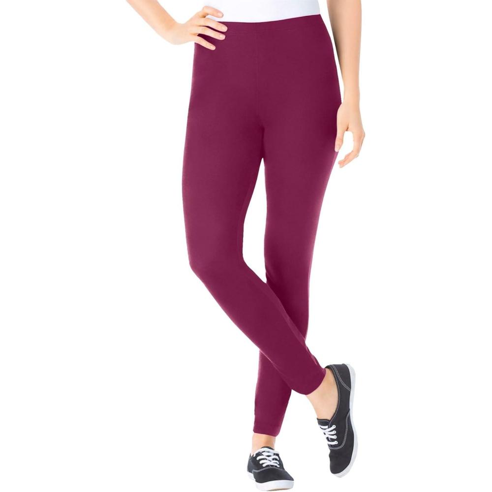 imageWoman Within Plus Size Petite StretchCotton Knit PullOn LeggingsDeep Claret