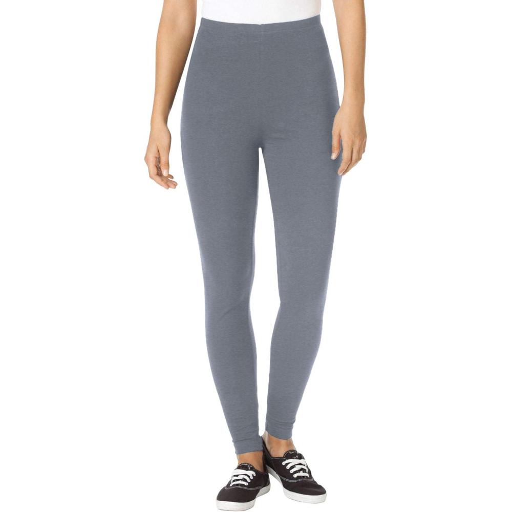 imageWoman Within Plus Size Petite StretchCotton Knit PullOn LeggingsMedium Heather Grey
