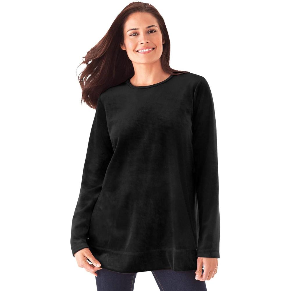 imageWoman Within Plus Size Plush Velour Tunic SweatshirtBlack