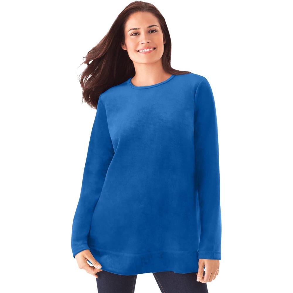imageWoman Within Plus Size Plush Velour Tunic SweatshirtDeep Cobalt