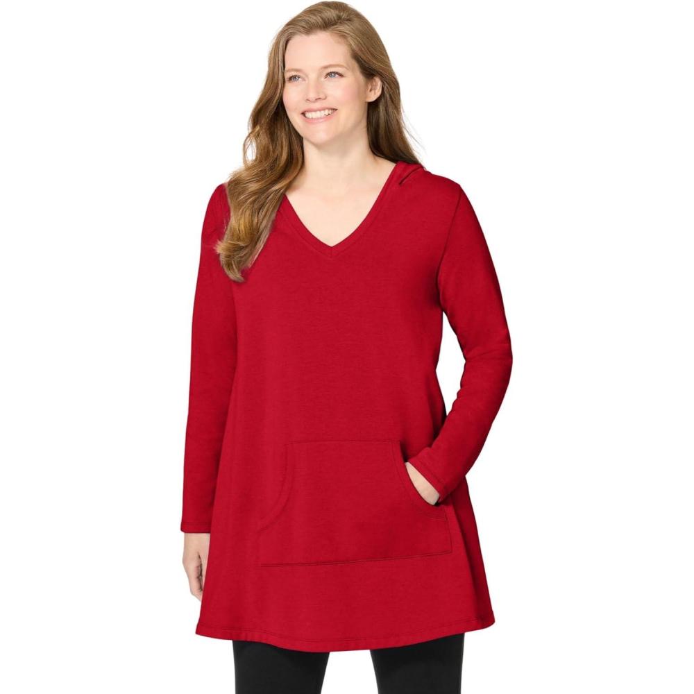 imageWoman Within Plus Size Pocket Hoodie SweatshirtClassic Red