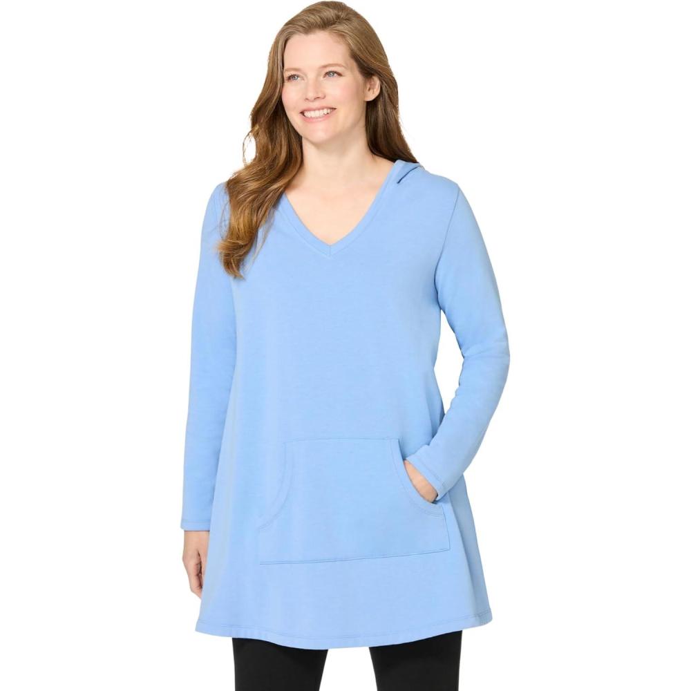 imageWoman Within Plus Size Pocket Hoodie SweatshirtFrench Blue
