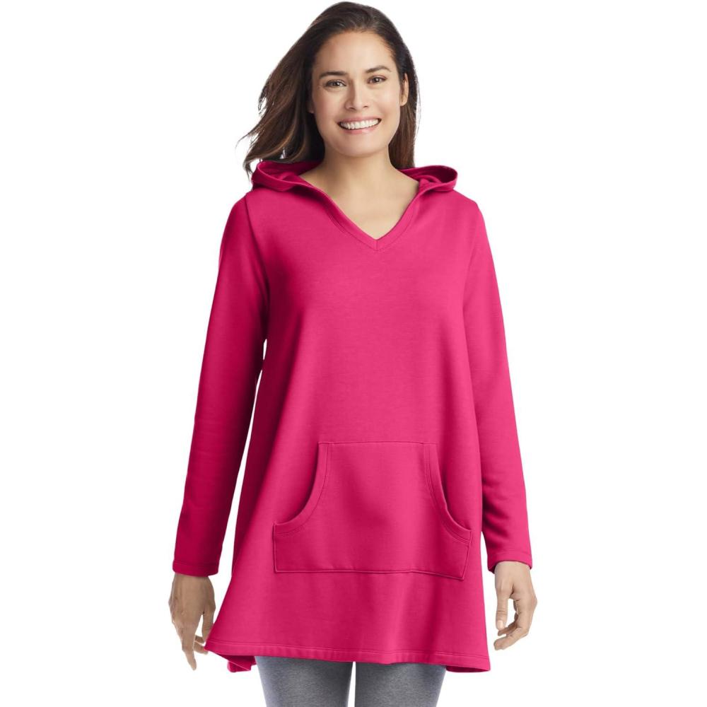 imageWoman Within Plus Size Pocket Hoodie SweatshirtRaspberry Sorbet