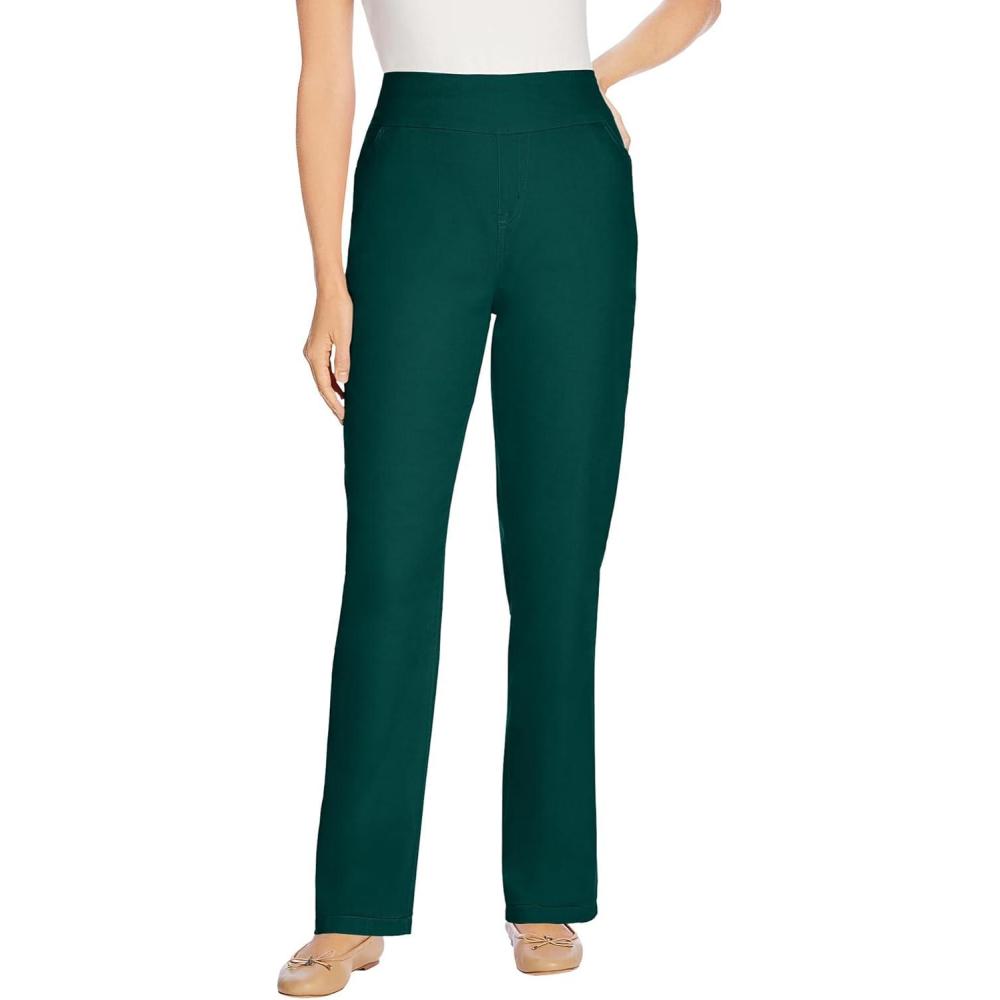 imageWoman Within Plus Size PullOn StraightLeg GapFree Stretch Denim JeansEmerald Green