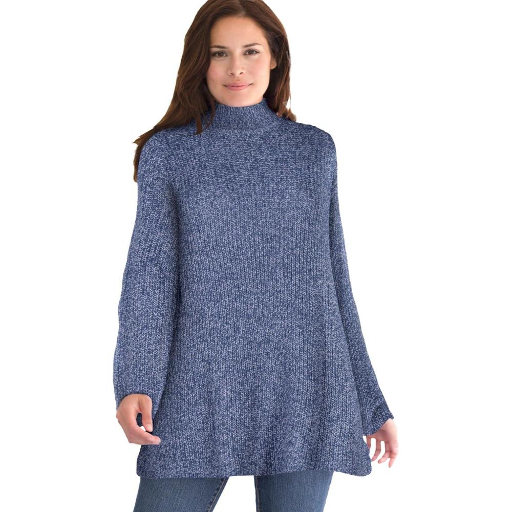 imageWoman Within Plus Size Pullover Shaker SwingRoyal Navy White Marled