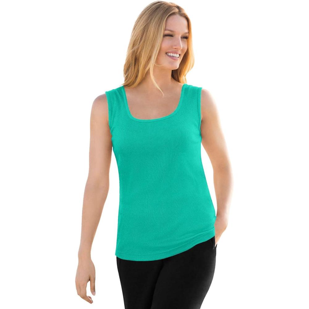imageWoman Within Plus Size Rib Knit TankPretty Jade