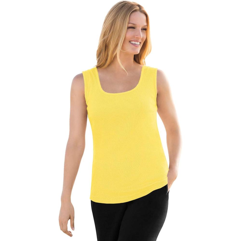 imageWoman Within Plus Size Rib Knit TankPrimrose Yellow