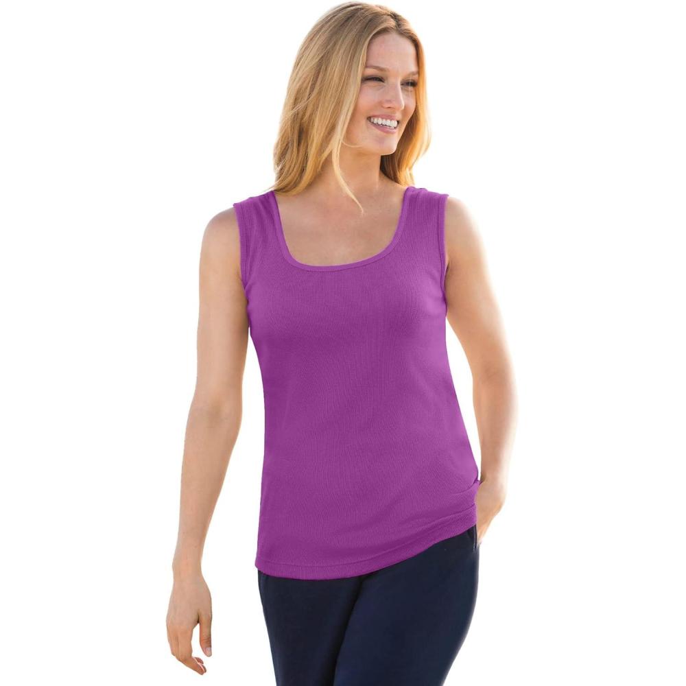 imageWoman Within Plus Size Rib Knit TankPurple Magenta