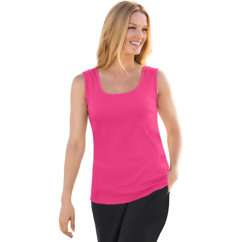 imageWoman Within Plus Size Rib Knit TankRaspberry Sorbet