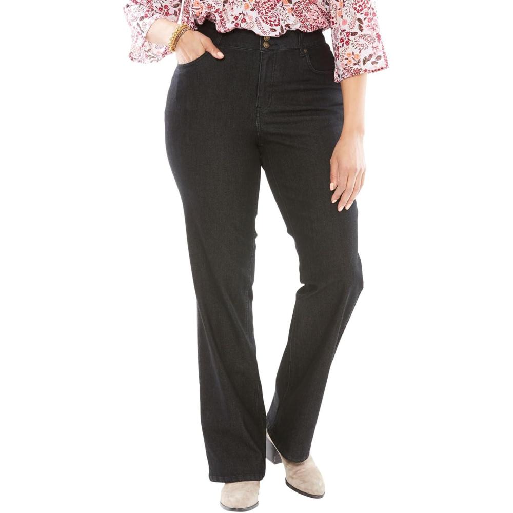 imageWoman Within Plus Size Secret Solutions Tummy Smoothing Bootcut Stretch Denim JeansBlack Denim