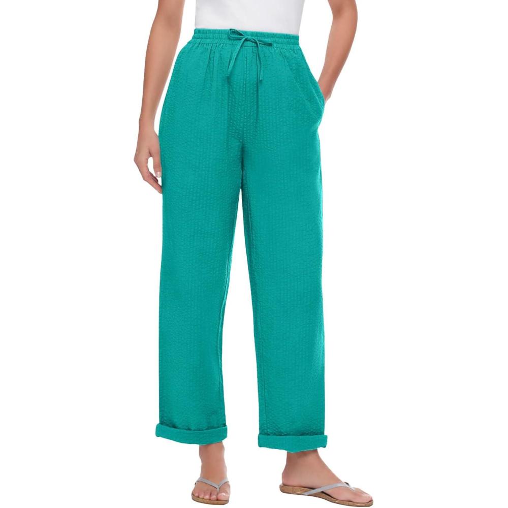 imageWoman Within Plus Size Seersucker PullOn ElasticWaist PantsWaterfall