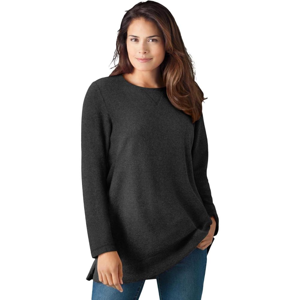 imageWoman Within Plus Size Sherpa SweatshirtHeather Charcoal
