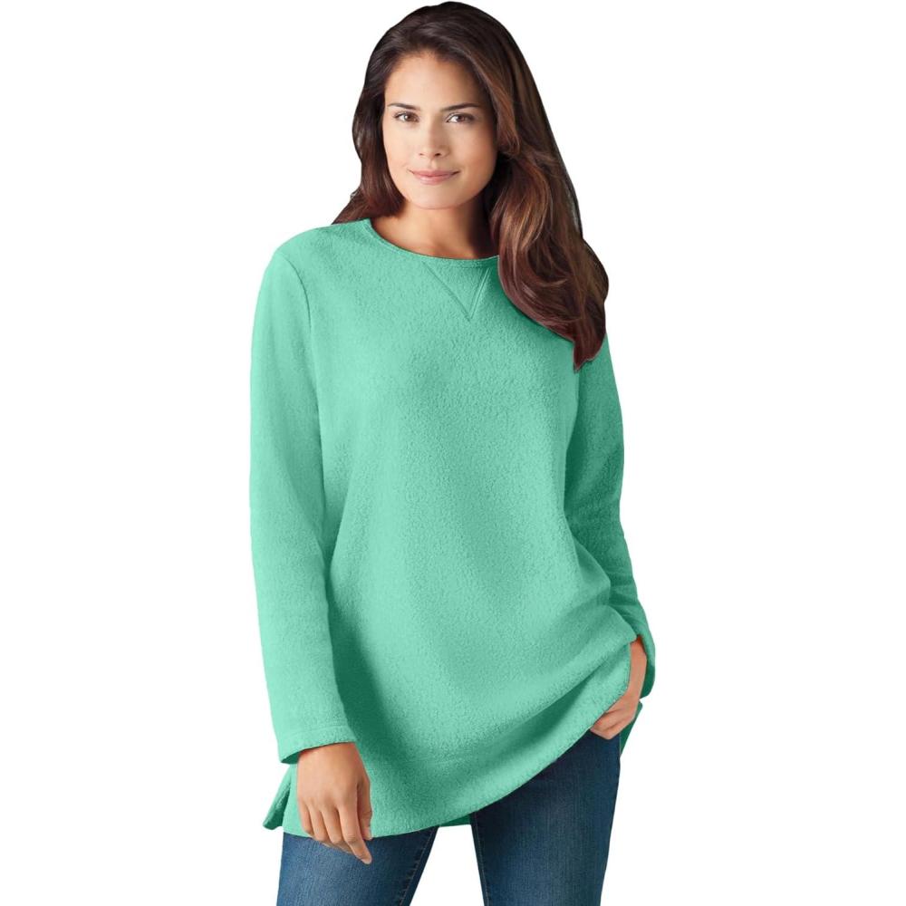 imageWoman Within Plus Size Sherpa SweatshirtPale Seafoam