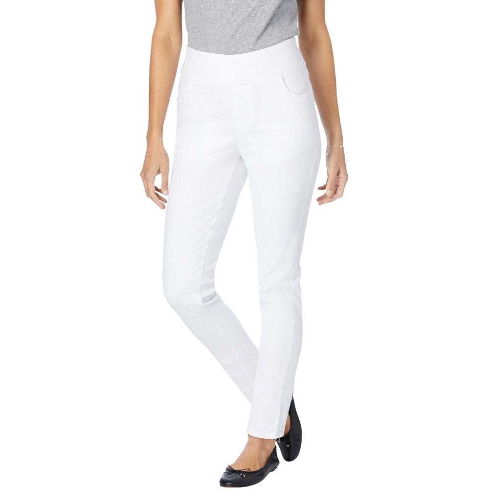 imageWoman Within Plus Size SlimLeg PullOn GapFree StretchDenim JeansWhite