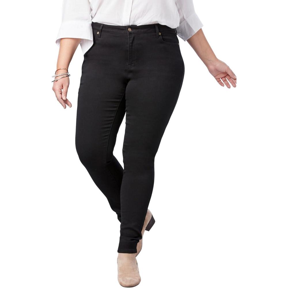imageWoman Within Plus Size SlimLeg Stretch Comfort Denim FivePocket JeansBlack Denim