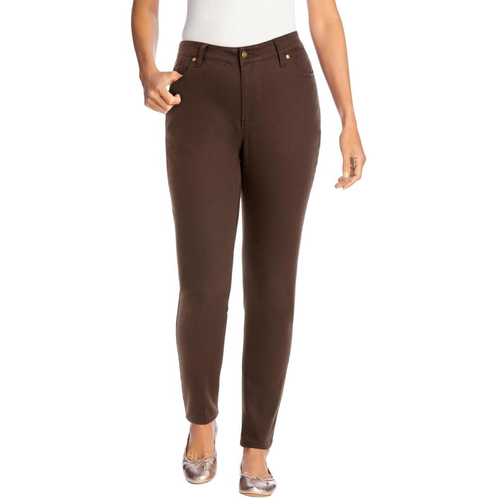 imageWoman Within Plus Size SlimLeg Stretch Comfort Denim FivePocket JeansChocolate