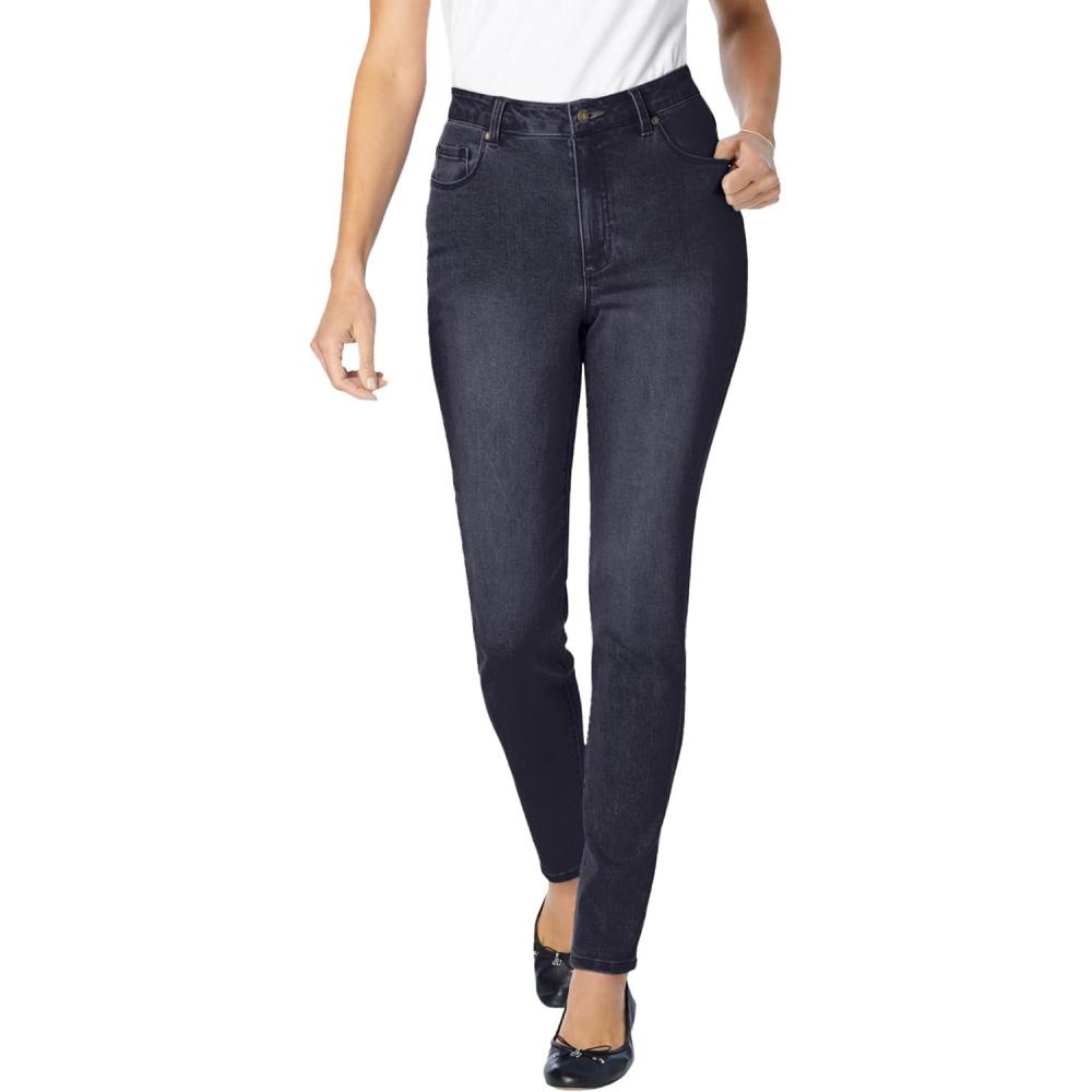 imageWoman Within Plus Size SlimLeg Stretch Comfort Denim FivePocket JeansIndigo