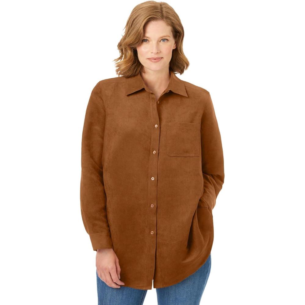imageWoman Within Plus Size Soft Faux Suede ShirtAntique Copper