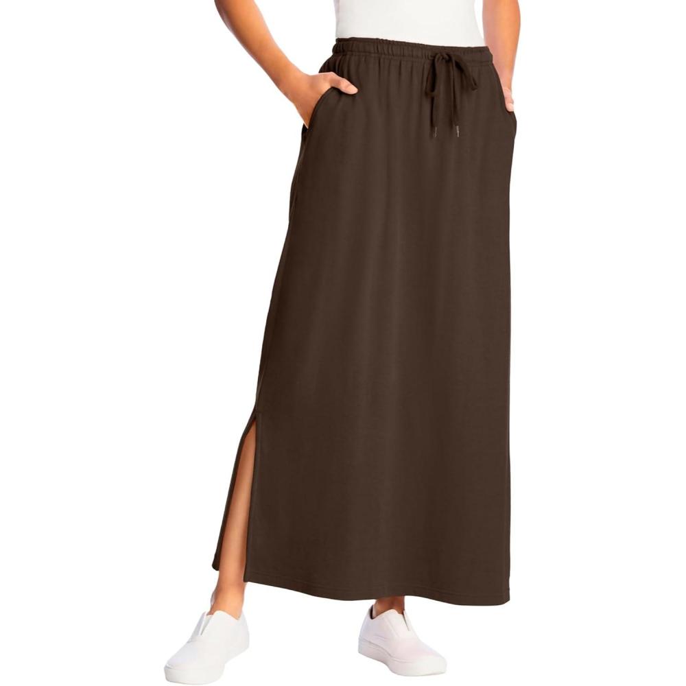 imageWoman Within Plus Size Sport Knit SideSlit SkirtChocolate