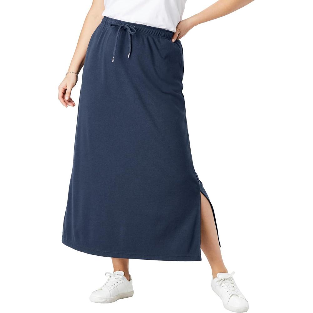 imageWoman Within Plus Size Sport Knit SideSlit SkirtNavy