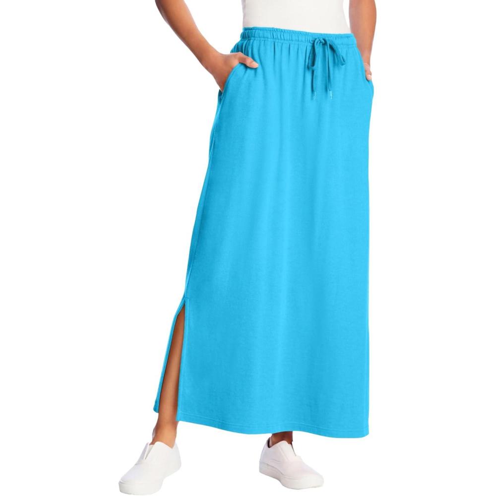 imageWoman Within Plus Size Sport Knit SideSlit SkirtParadise Blue