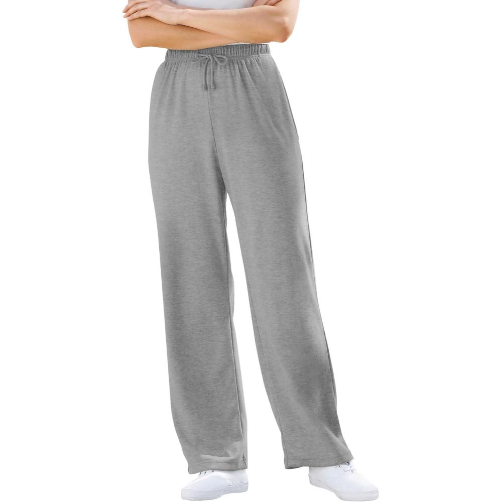 imageWoman Within Plus Size Sport Knit StraightLeg PullOn PantsMedium Heather Grey