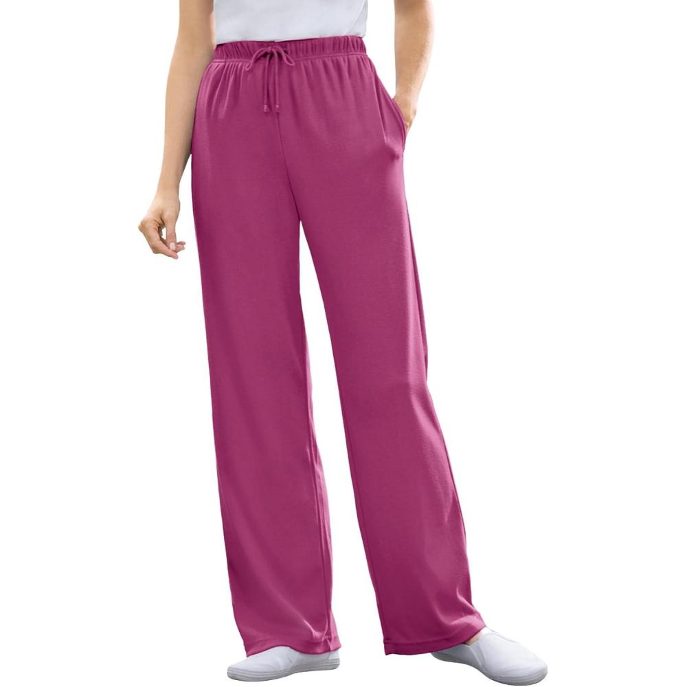imageWoman Within Plus Size Sport Knit StraightLeg PullOn PantsRaspberry