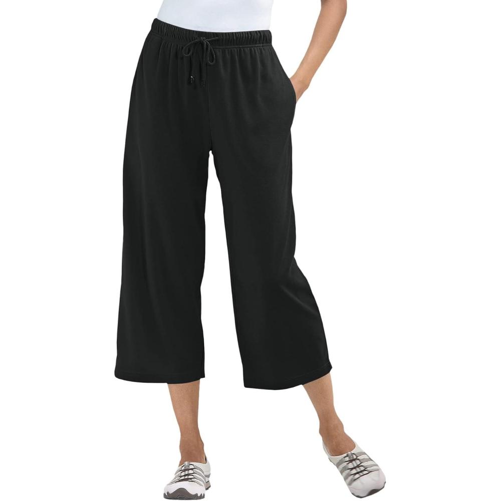 imageWoman Within Plus Size SportKnit PullOn Capri PantsBlack