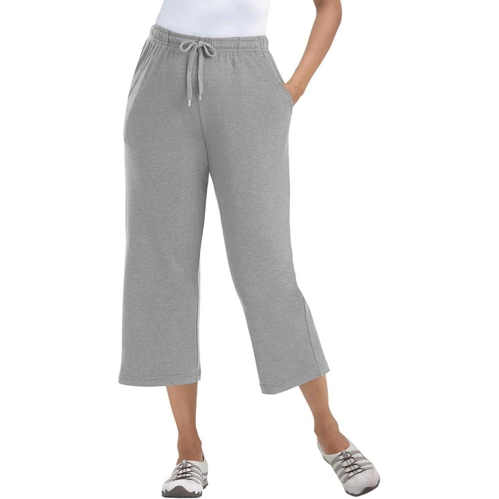 imageWoman Within Plus Size SportKnit PullOn Capri PantsMedium Heather Grey