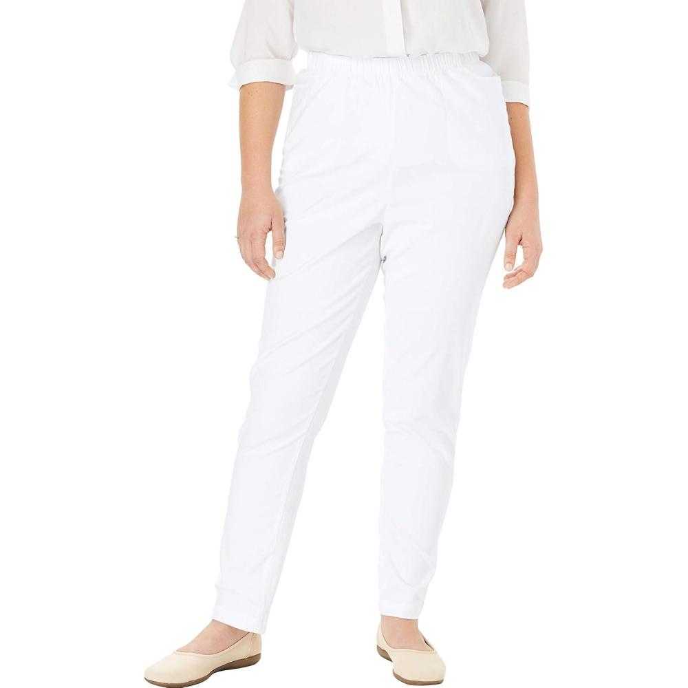 imageWoman Within Plus Size Straight Leg Elastic Waist Stretch Fineline Denim Jean Petite ampamp Tall AvailableWhite