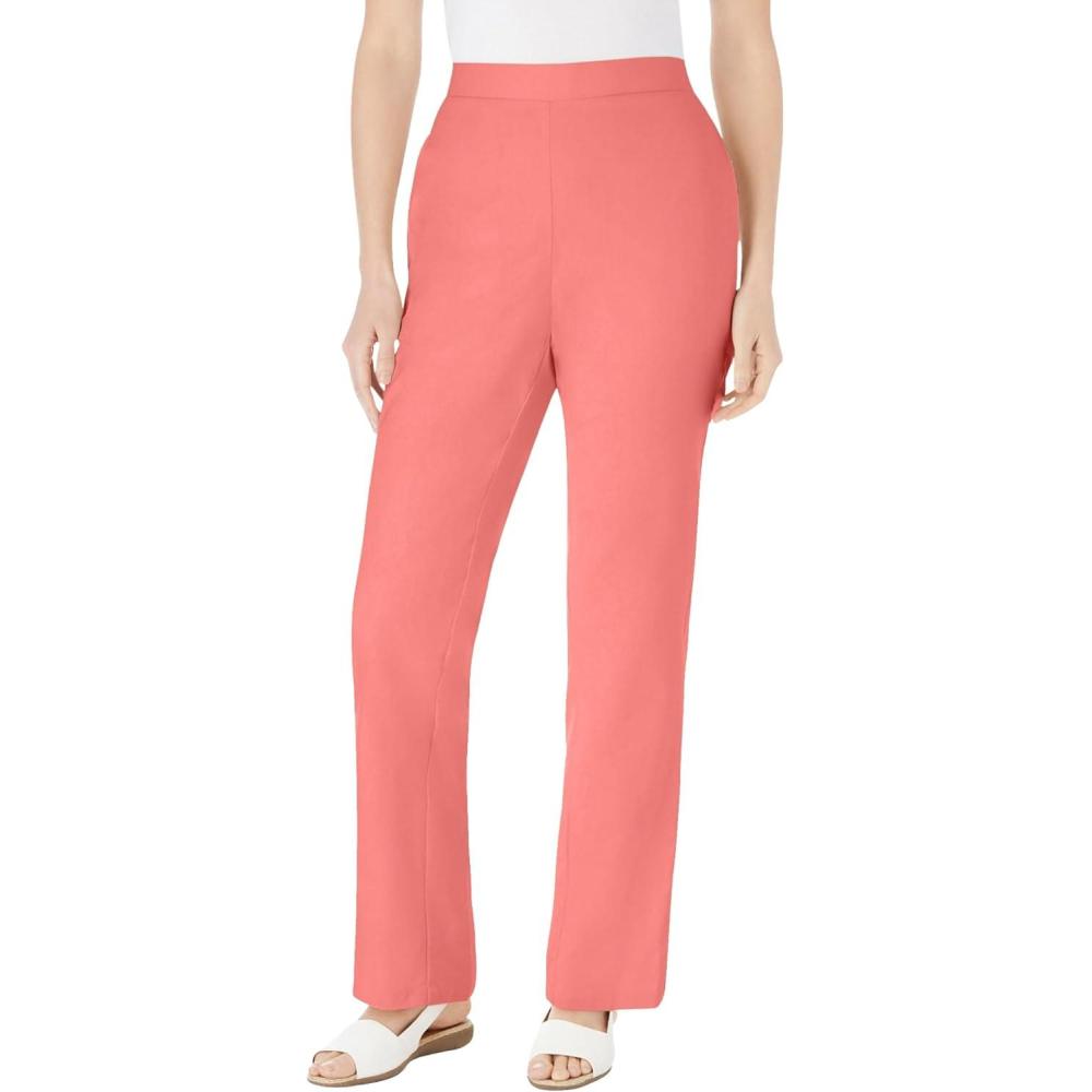 imageWoman Within Plus Size Straight Leg Linen PantSweet Coral