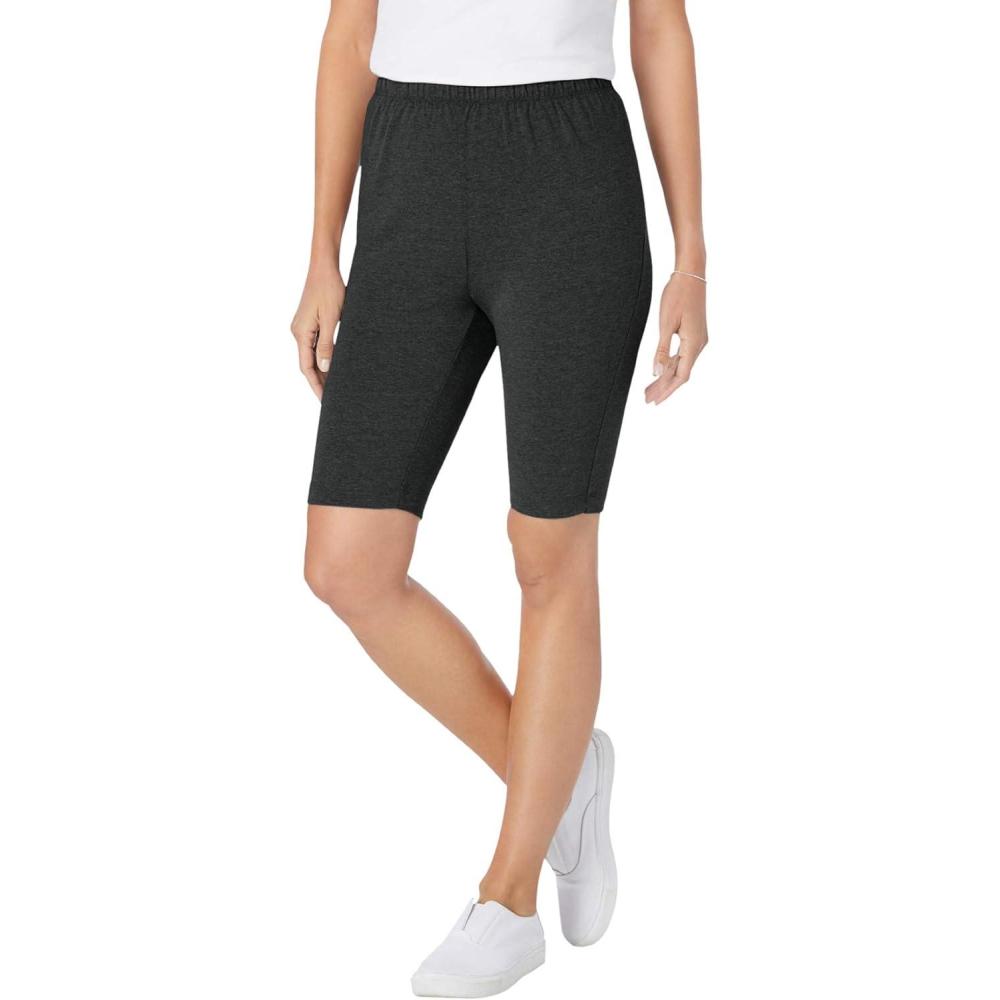 imageWoman Within Plus Size Stretch Cotton Bike ShortHeather Charcoal