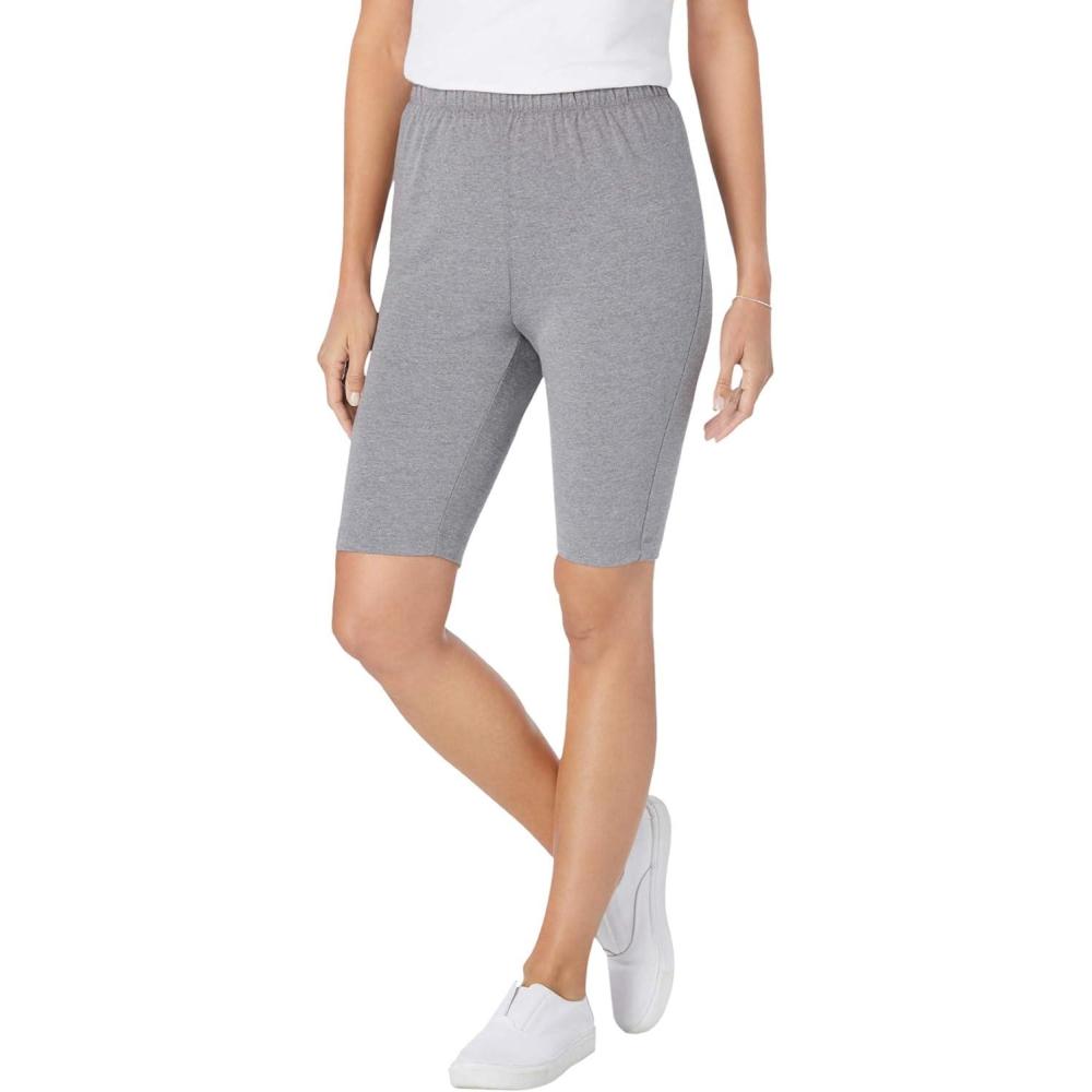 imageWoman Within Plus Size Stretch Cotton Bike ShortMedium Heather Grey