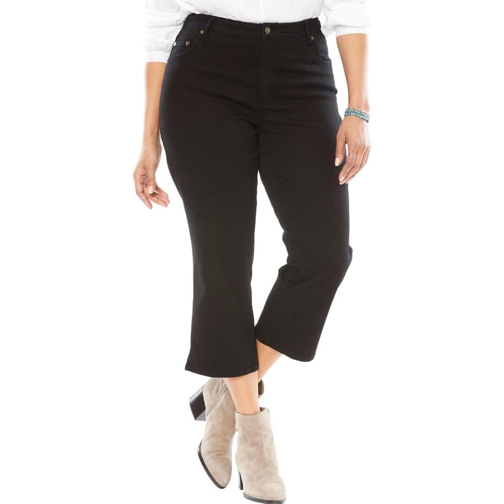 imageWoman Within Plus Size Stretch Denim FivePocket Capri JeansBlack Denim