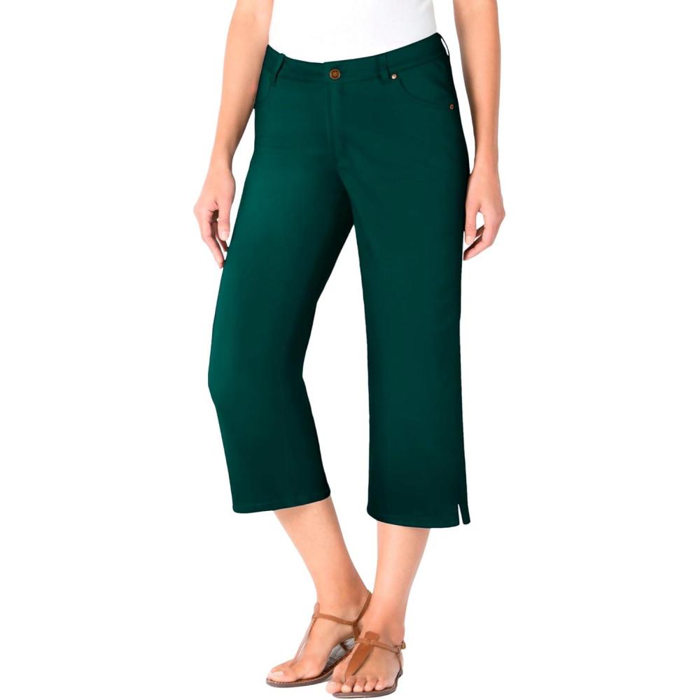 imageWoman Within Plus Size Stretch Denim FivePocket Capri JeansEmerald Green