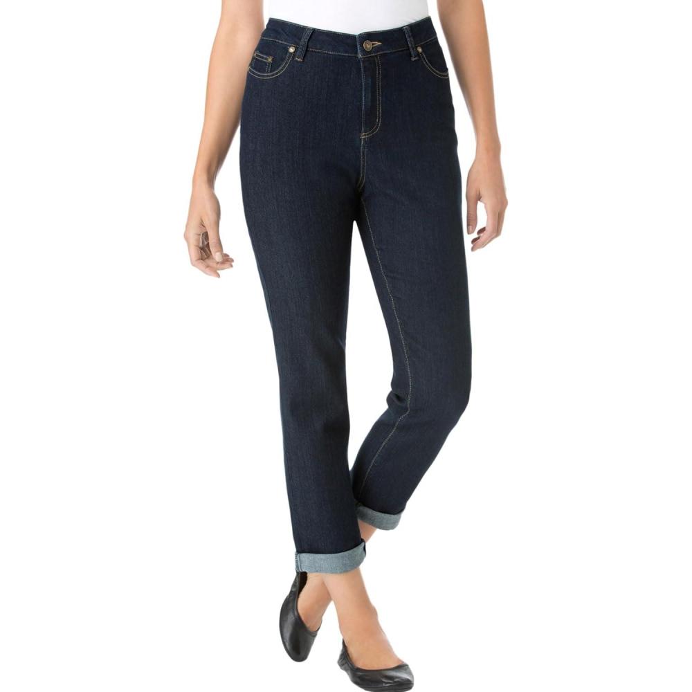 imageWoman Within Plus Size Stretch Denim FivePocket Girlfriend JeansIndigo