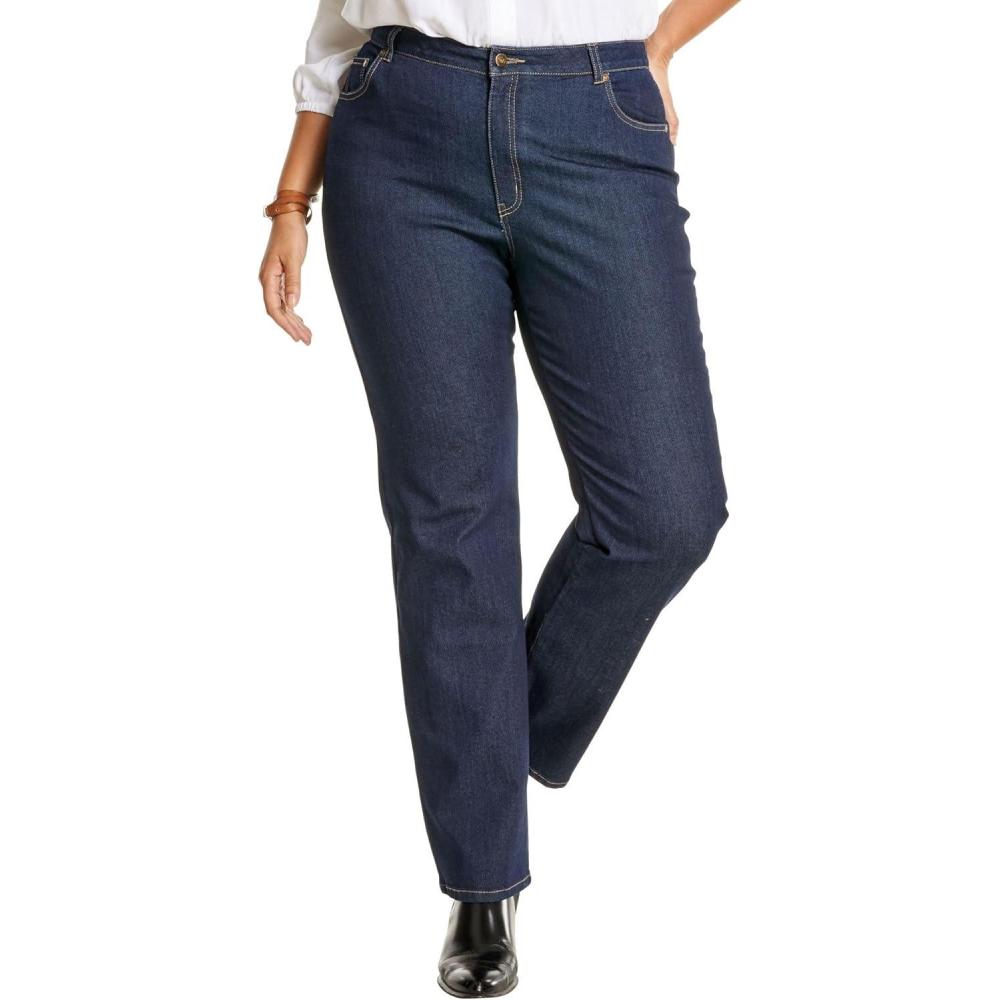 imageWoman Within Plus Size Stretch Denim WideLeg FivePocket JeansIndigo