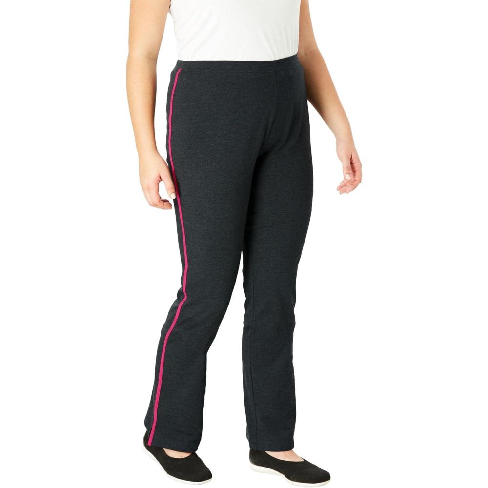 imageWoman Within Plus Size StretchCotton Knit PullOn Bootcut SideStripe LeggingsBlack Black