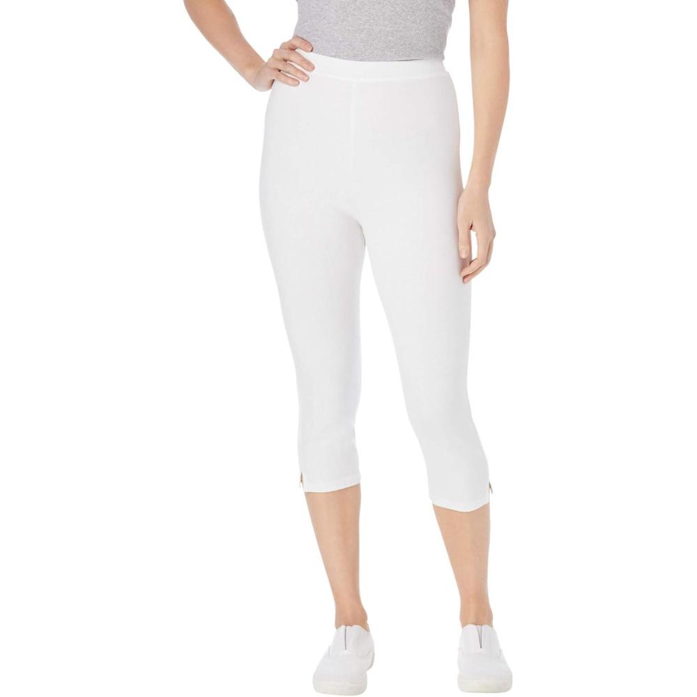 imageWoman Within Plus Size StretchCotton Knit PullOn Capri LeggingsWhite