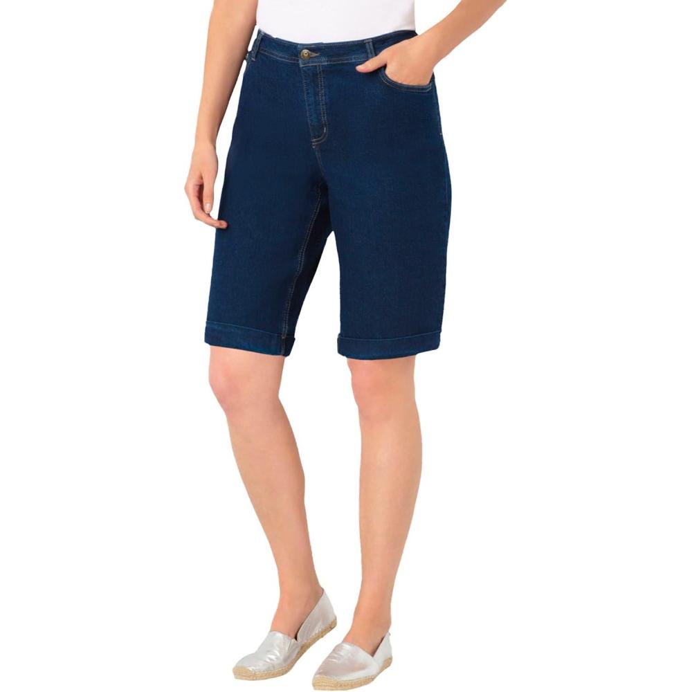 imageWoman Within Plus Size StretchDenim FivePocket Bermuda Jeans ShortsIndigo