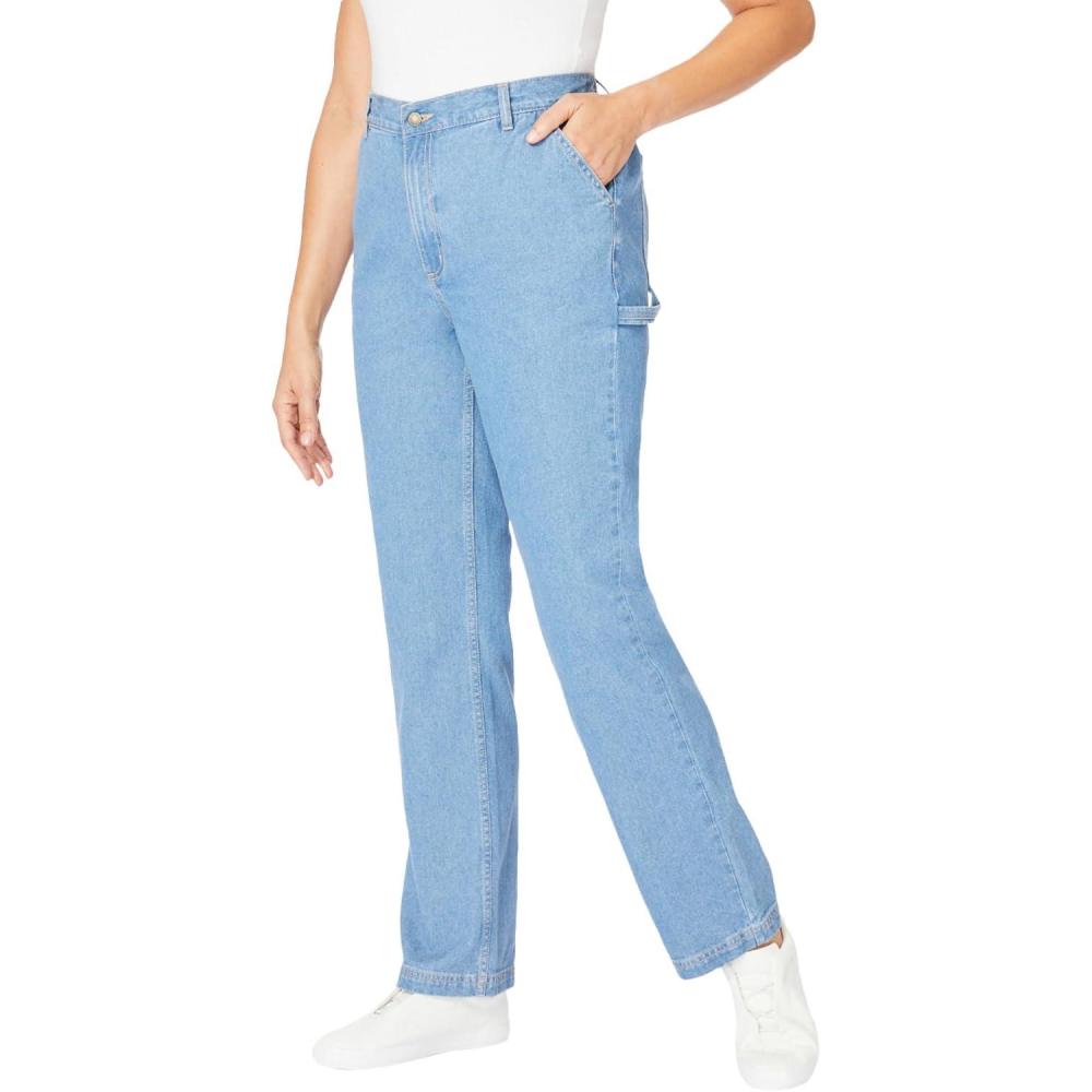imageWoman Within Plus Size Tall BackElastic AllCotton Denim Carpenter JeansLight Stonewash